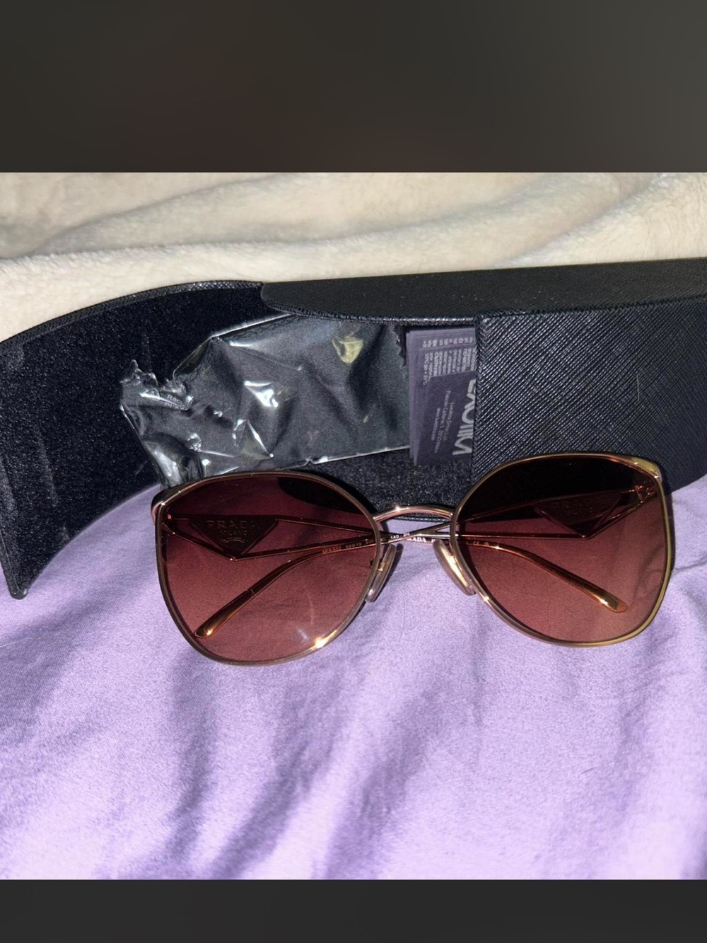 Prada Women’s Sunglasses - Red Gradient Lenses with Gold Frame